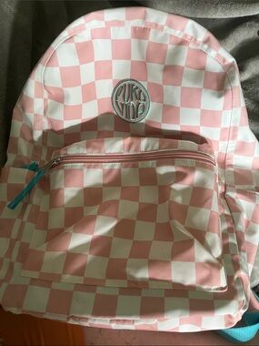 Pura Vida Pink and White Checkerboard Kids Backpack